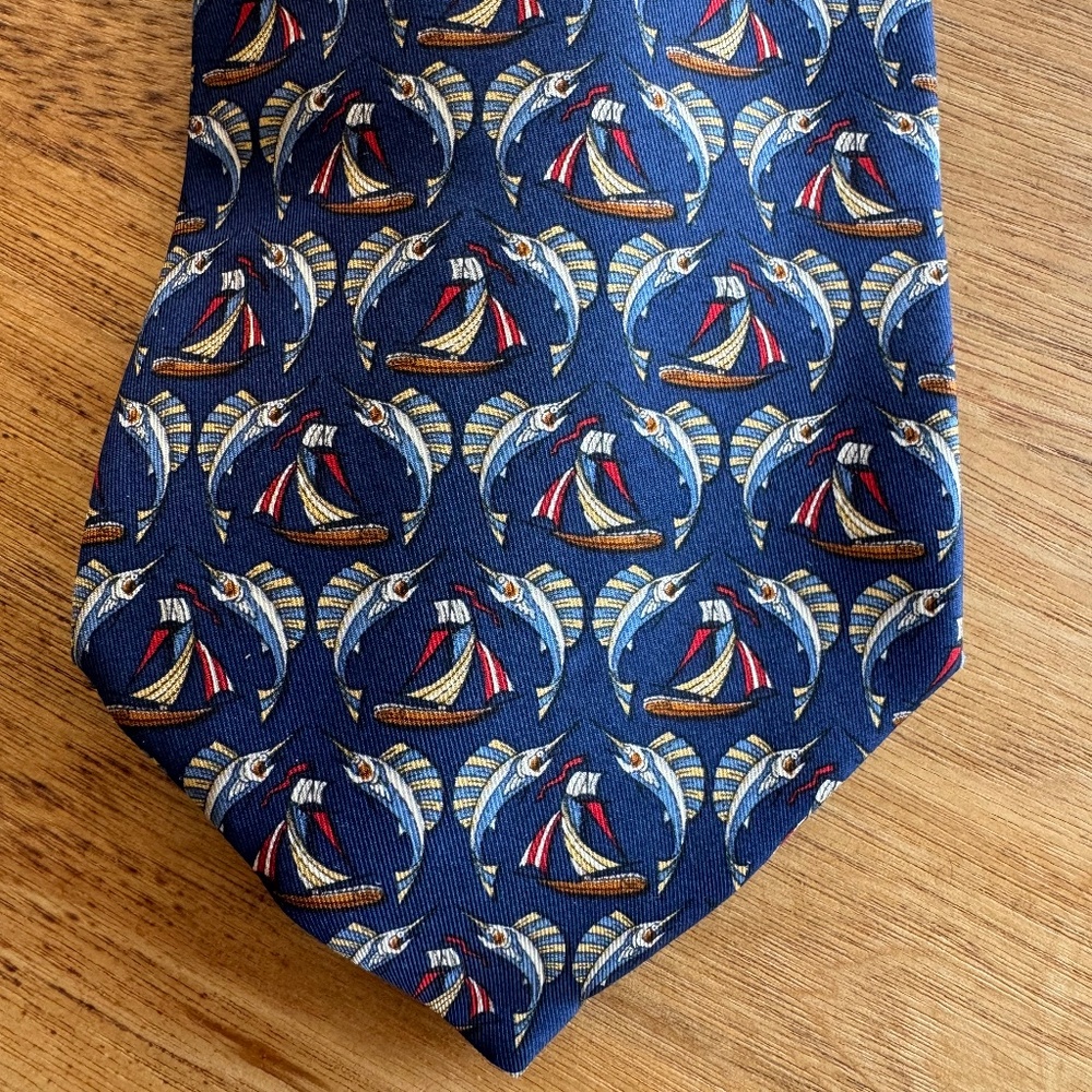Salvatore Ferragamo Tie - Marlin and Sailboat